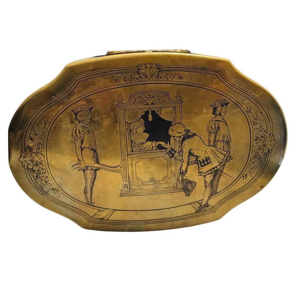 20s Schraffts Brass Candy Tin Hollywood Regency Core Whimsigoth Dark Academia
